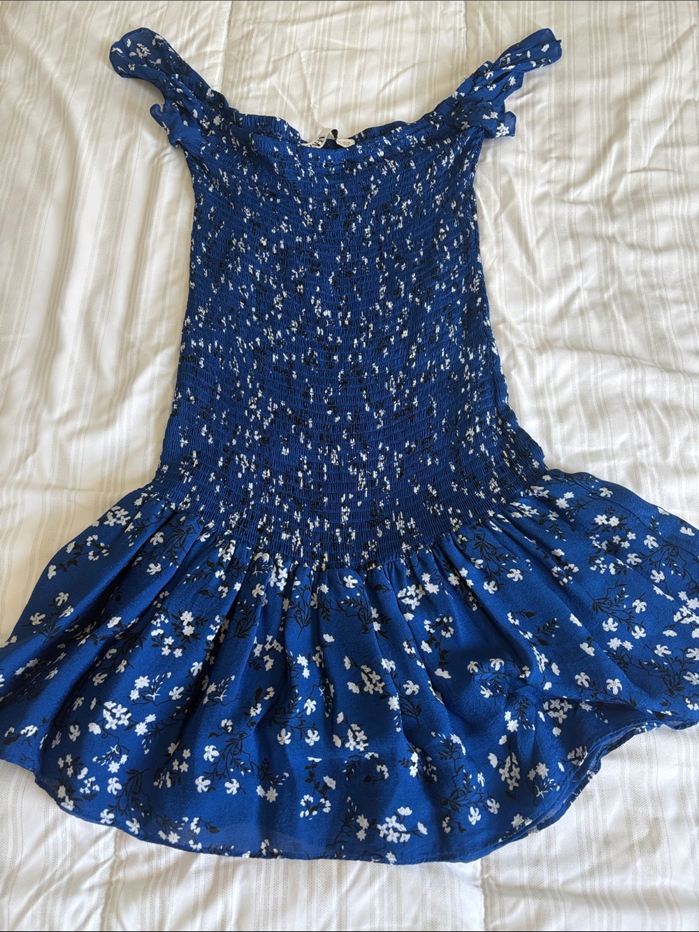 Zara Royal Blue Floral Smocked Dress